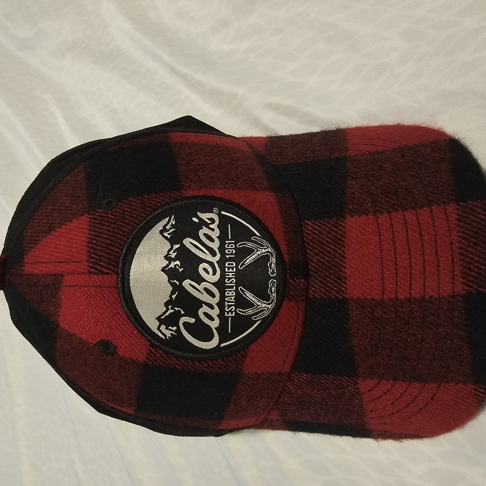 Cabela's Red and Black Plaid Ball Cap